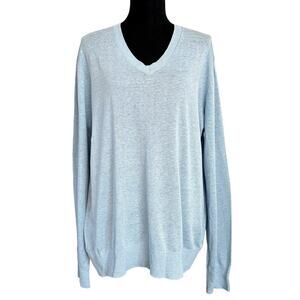 Banana Republic Sweater Men’s LARGE Light Blue Silk Linen Blend V Neck